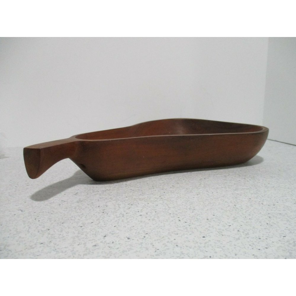 *Vintage RETRO 'Monkey Pod Wood' Pear Shape Serving Tray Candy Dish - Picture 5 of 7